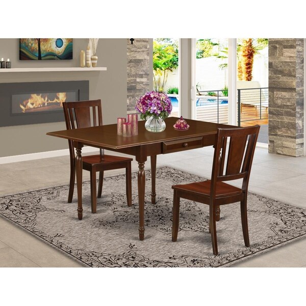 East West Furniture 3 Piece Monza Dining Room Table Set - Mahogany MZDU3-MAH-W - main